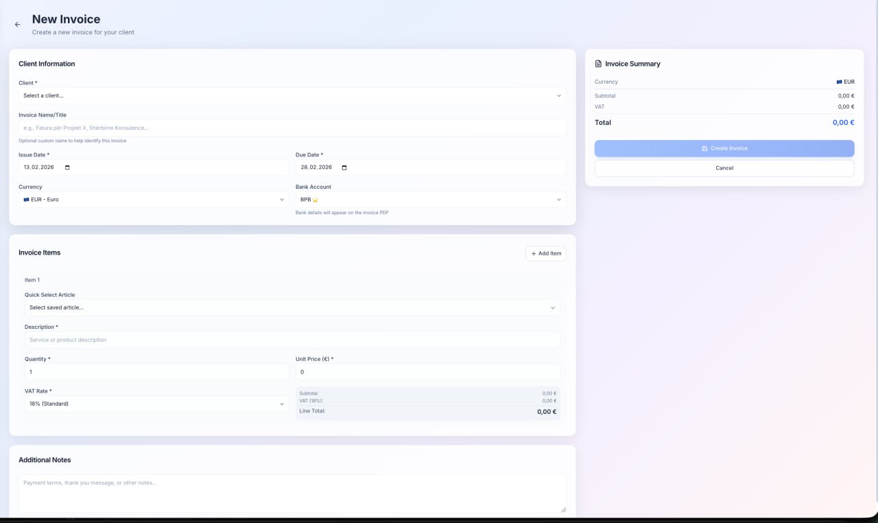 Invoice Creation Form